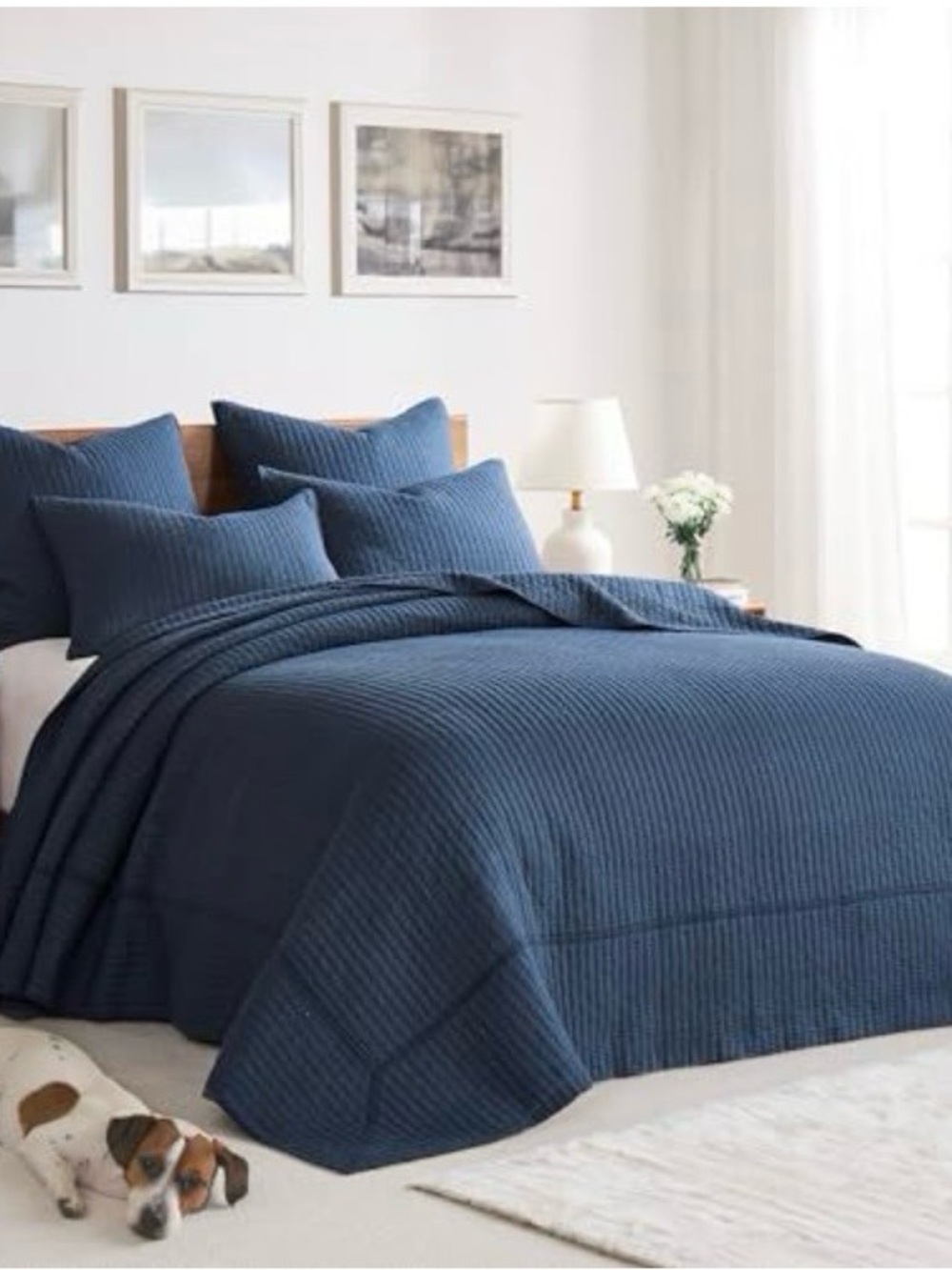 Navy Quilted Bedspread Set - Classic Textured Comfort Levtex